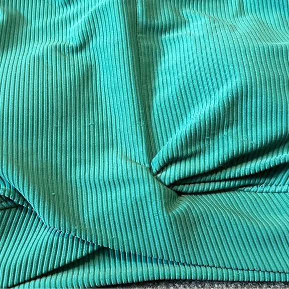 CALIA by Carrie Underwood Women's Green Ribbed Long Line Cross Over Bikini Top - Picture 4 of 4